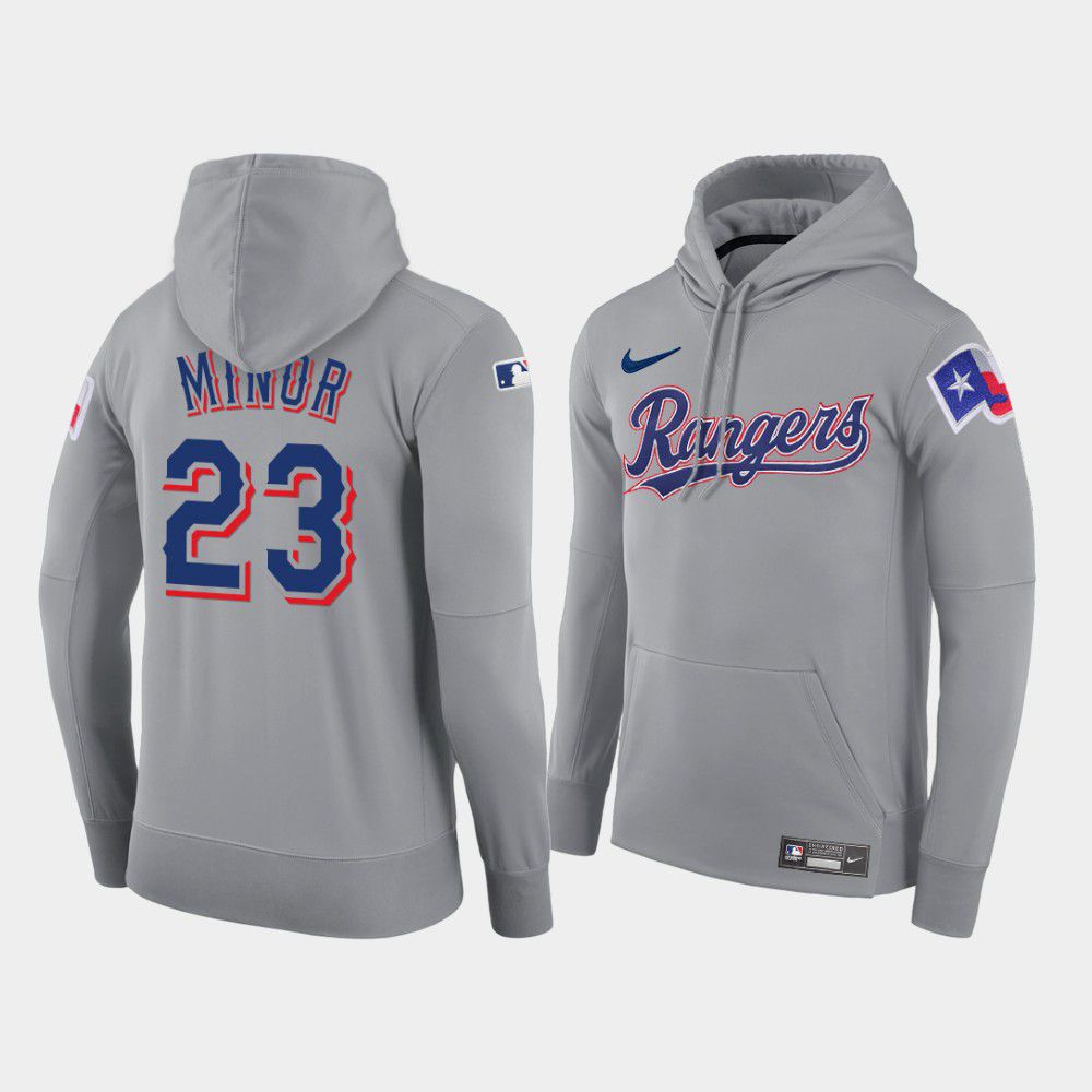 Cheap Men Texas Rangers 23 Minor gray road hoodie 2021 MLB Nike Jerseys